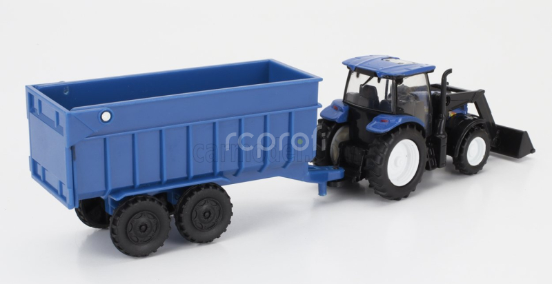 Newray Iveco fiat Stralis 540 Truck Pianale 2009 With New Holland T6.175 Tractor + Trailer 1:43 Žlutá Modrá Černá