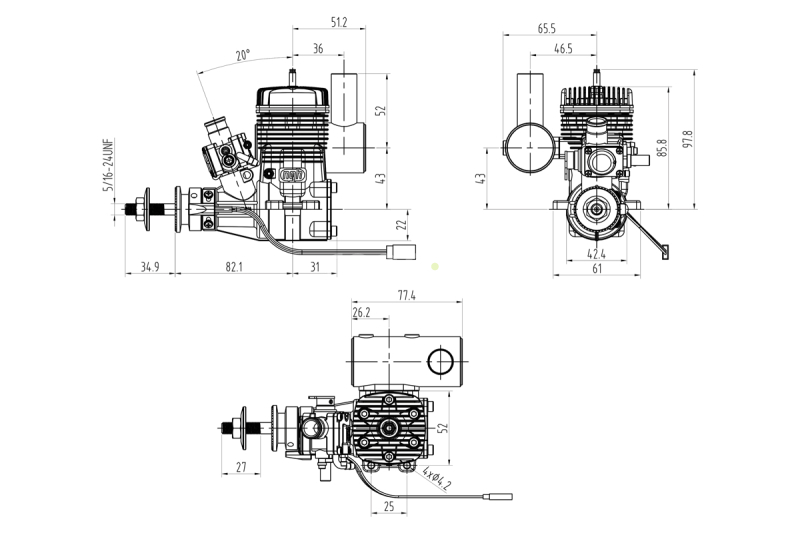 NGH GT17-PRO Dvoutaktní benzinový motor