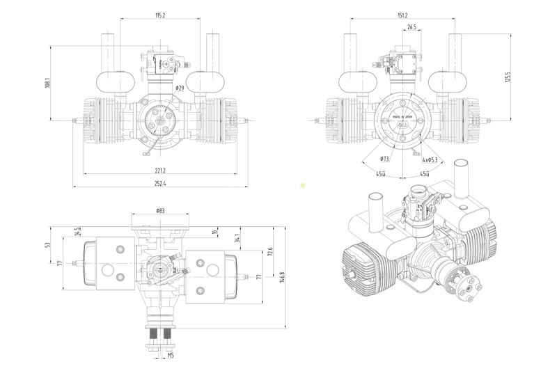 NGH GTT70 Dvoutaktní benzinový motor