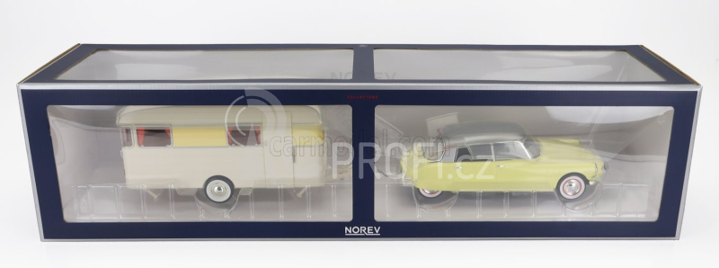 Norev Citroen Ds19 With Roulotte 1960 1:18 Žlutá Bílá