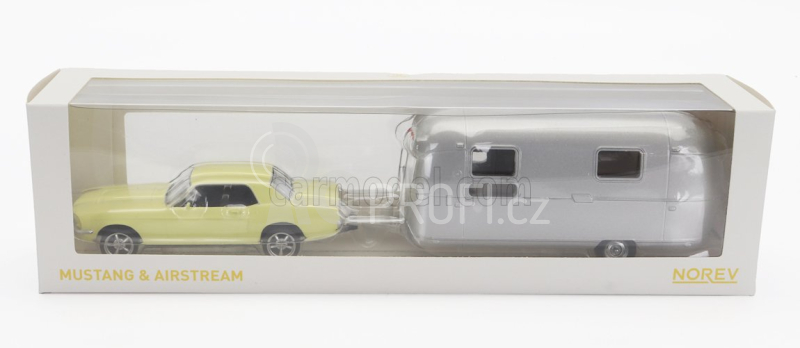 Norev Ford usa Mustang Coupe 1968 With Airstream Caravan Roulotte 1:43 Světle Žlutá