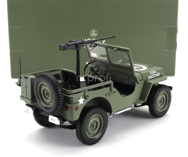 Norev Jeep Willys Cabriolet Open Army D-day Normandy 1944 1:18 Vojenská Zelená