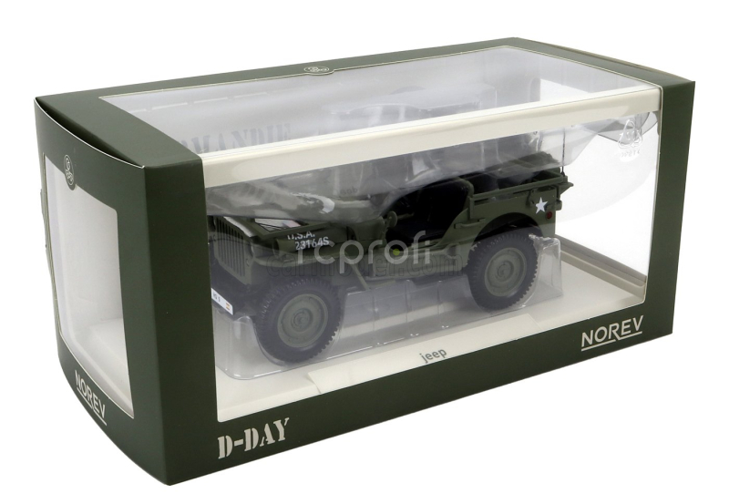 Norev Jeep Willys Cabriolet Open Army D-day Normandy 1944 1:18 Vojenská Zelená