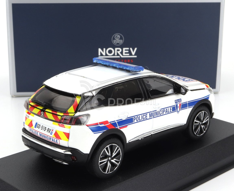 Norev Peugeot 3008 Police Municipale 2023 1:43 Bílá Modrá Červená Žlutá