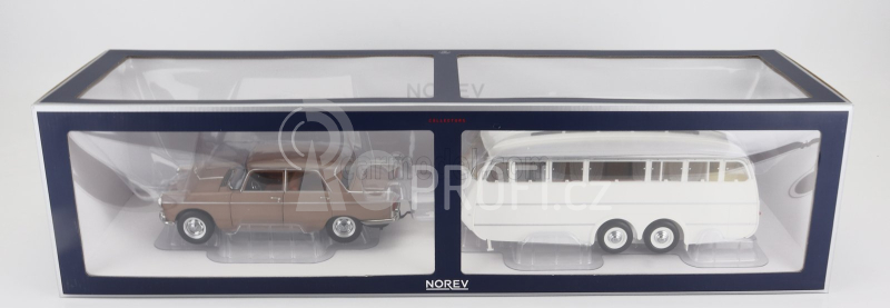 Norev Peugeot 404 With Caravan Roulotte Henon 1965 1:18 Brown Met