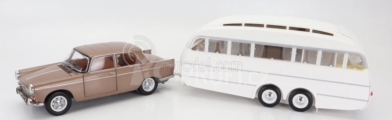 Norev Peugeot 404 With Caravan Roulotte Henon 1965 1:18 Brown Met