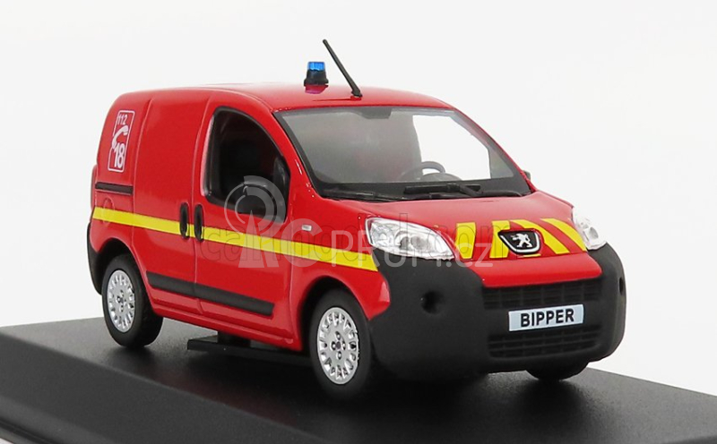 Norev Peugeot Bipper Van Fire Engine 2009 1:43 Červená Žlutá