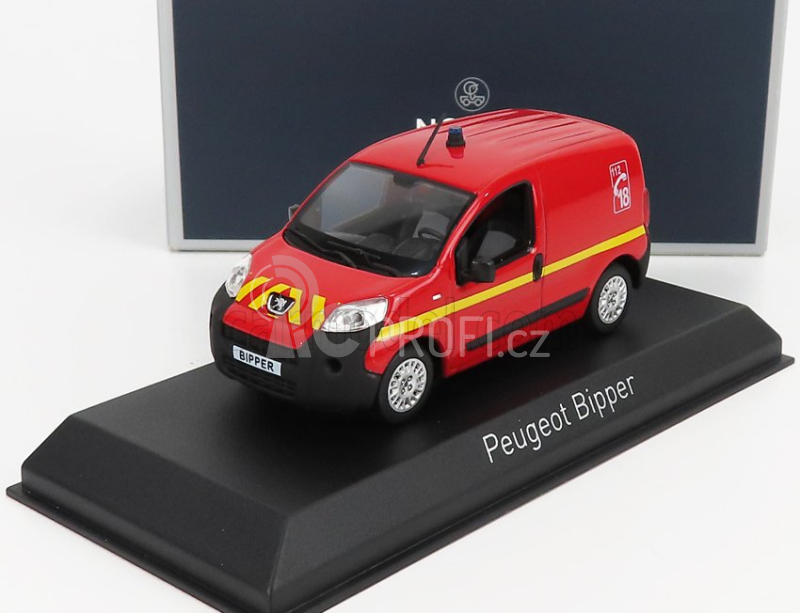 Norev Peugeot Bipper Van Fire Engine 2009 1:43 Červená Žlutá