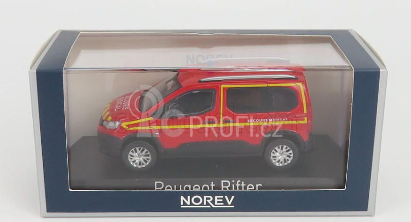 Norev Peugeot Rifter Pompiers Secours Medical 2019 1:43 Červená Žlutá