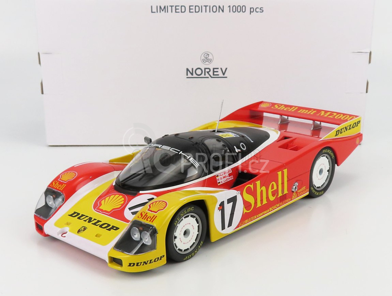 Norev Porsche 962c Porsche Ag Team N 17 2nd 24h Le Mans 1988 Klaus Ludwing - Hans Joachim Stuck - Derek Bell 1:18 Červená Žlutá Bílá