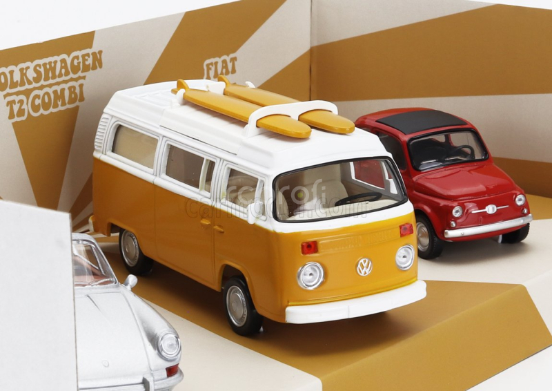 Norev Porsche Set 3x Jet-car 911 Targa Spider 1969 - Fiat 500 1965 - Volkswagen T2b Camper Van 1962 1:43 Různé