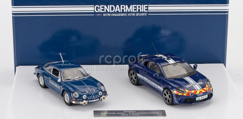 Norev Renault Set 2x A110 Alpine Gendarmerie Coupe 2022 + 1600s Coupe Gendarmerie 1971 1:43 Blue