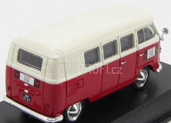 Norev Volkswagen T1 Minibus Autoverhuur Rotterdam 1958 1:43 Červená Bílá