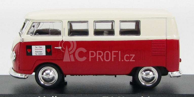 Norev Volkswagen T1 Minibus Autoverhuur Rotterdam 1958 1:43 Červená Bílá