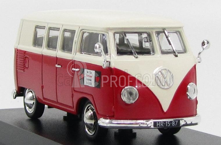 Norev Volkswagen T1 Minibus Autoverhuur Rotterdam 1958 1:43 Červená Bílá