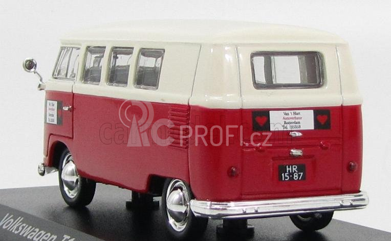 Norev Volkswagen T1 Minibus Autoverhuur Rotterdam 1958 1:43 Červená Bílá