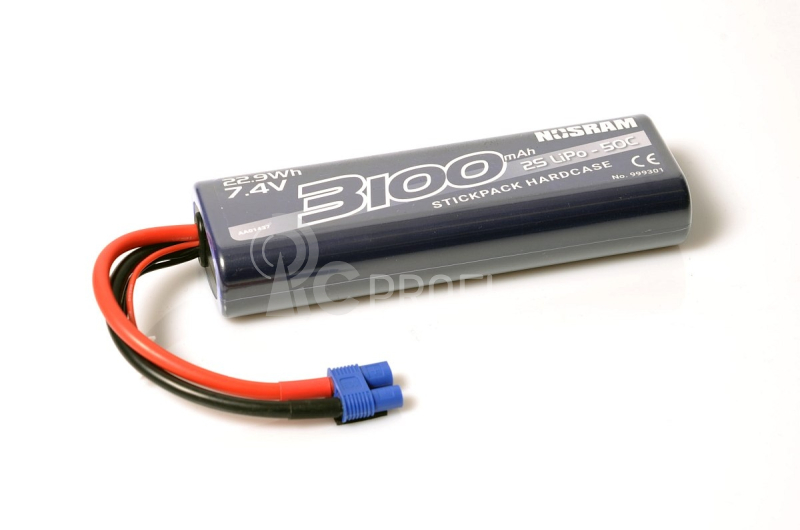 NOSRAM 3100mAh - 7.4V - 50C LiPo Car Stickpack Hardcase - EC3 konektor