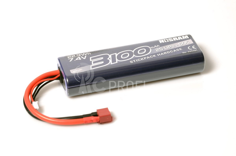 NOSRAM 3100mAh - 7.4V - 50C LiPo Car Stickpack Hardcase - T-DYN konektor