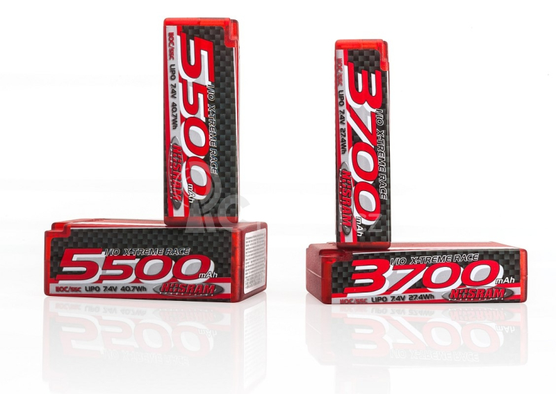 NOSRAM 3700 - Saddle Pack LCG - 110C/55C - 7.4V LiPo - 1/10 Competition Car Line Hardcase