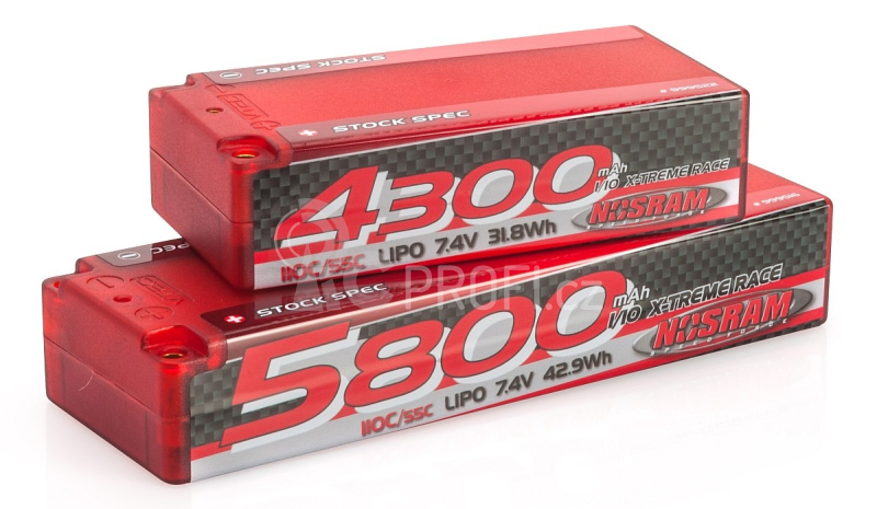 NOSRAM 4300 - Shorty Stock Spec - 110C/55C - 7.4V LiPo - 1/10 Competition Car Line Hardcas