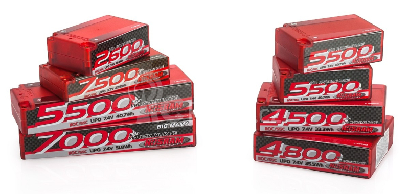 NOSRAM 4800 - Square Pack - 110C/55C - 7.4V LiPo - 1/10 Competition Car Line Hardcase