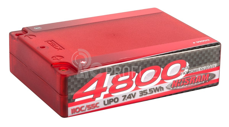 NOSRAM 4800 - Square Pack - 110C/55C - 7.4V LiPo - 1/10 Competition Car Line Hardcase