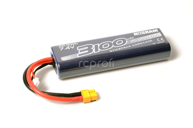 NSORAM 3100mAh - 7.4V - 50C LiPo Car Stickpack Hardcase - XT60 konektor