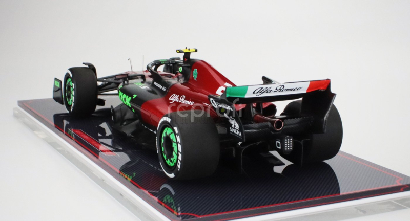 Nzg Alfa romeo F1  C43 Team Stake N 24 Belgium Gp 2023 Zhou Guanyu - Con Vetrina - With Showcase 1:18 Černá Červená