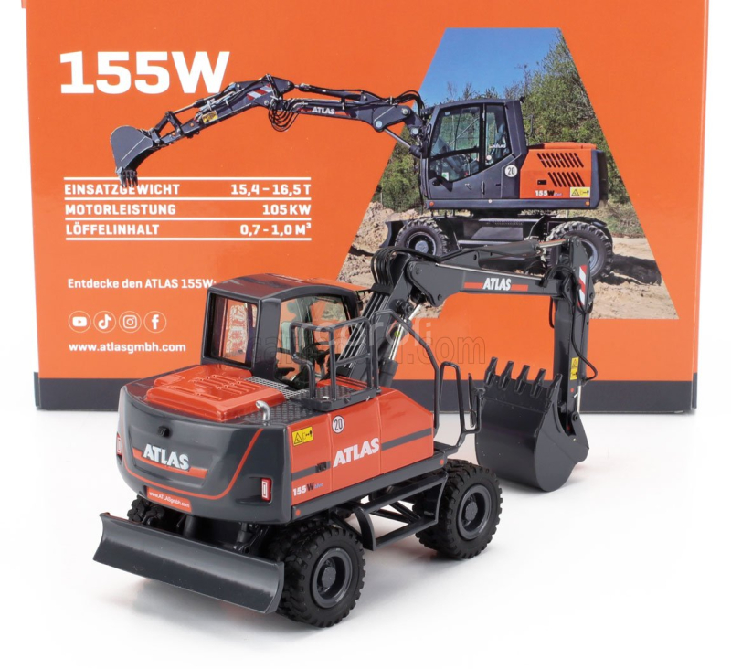 Nzg Kaelble 155w Atlas Escavatore Gommato - Excavator 1:50 Šedo Oranžová