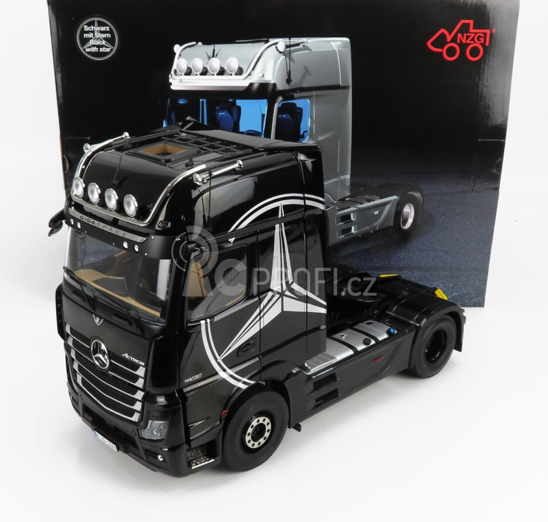 Nzg Mercedes benz Actros 2 1863 Gigaspace 4x2 Mirrorcam Tractor Truck Logo Mercedes 2-assi 2018 1:18 Black