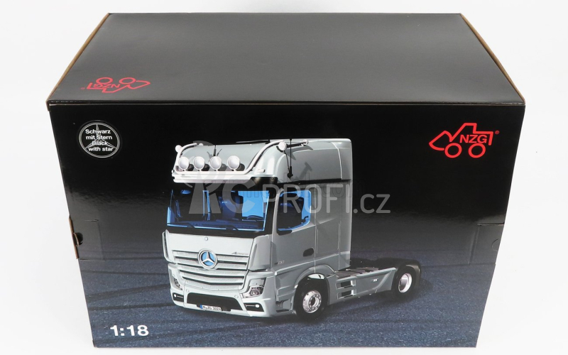 Nzg Mercedes benz Actros 2 1863 Gigaspace 4x2 Mirrorcam Tractor Truck Logo Mercedes 2-assi 2018 1:18 Black