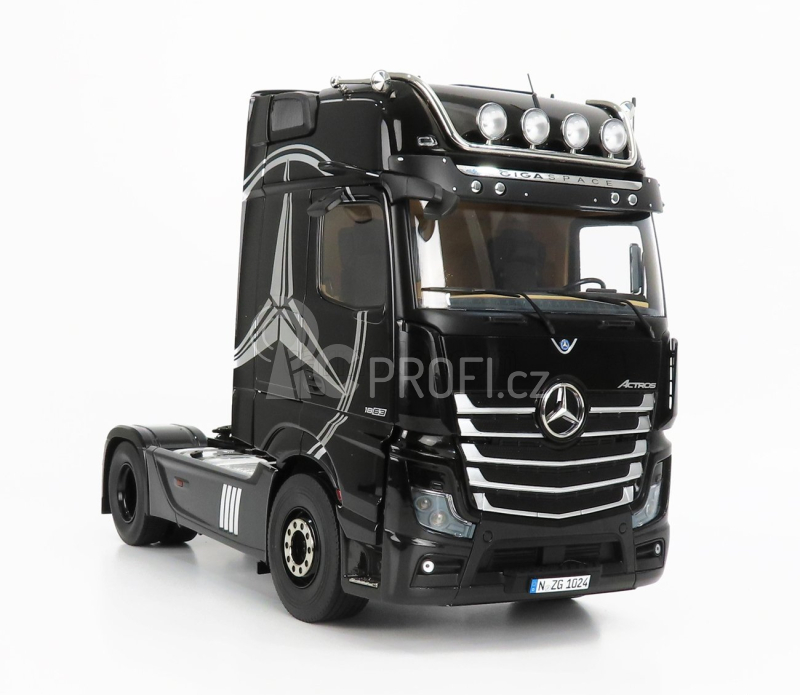 Nzg Mercedes benz Actros 2 1863 Gigaspace 4x2 Mirrorcam Tractor Truck Logo Mercedes 2-assi 2018 1:18 Black