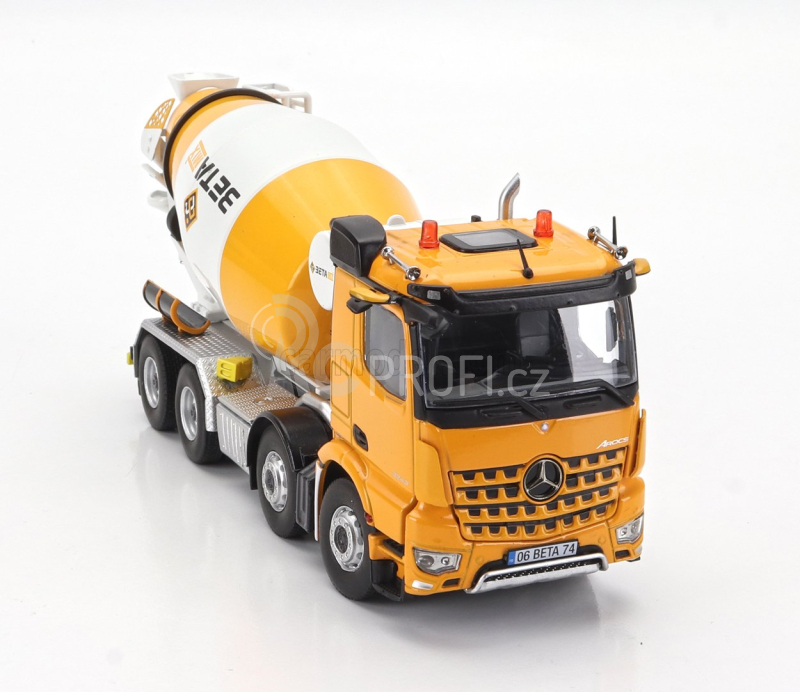 Nzg Mercedes benz Arocs 3243 Truck Beta Betoniera Tanker Cement Mixer Truck 4-assi 2018 1:50 Žlutá Bílá