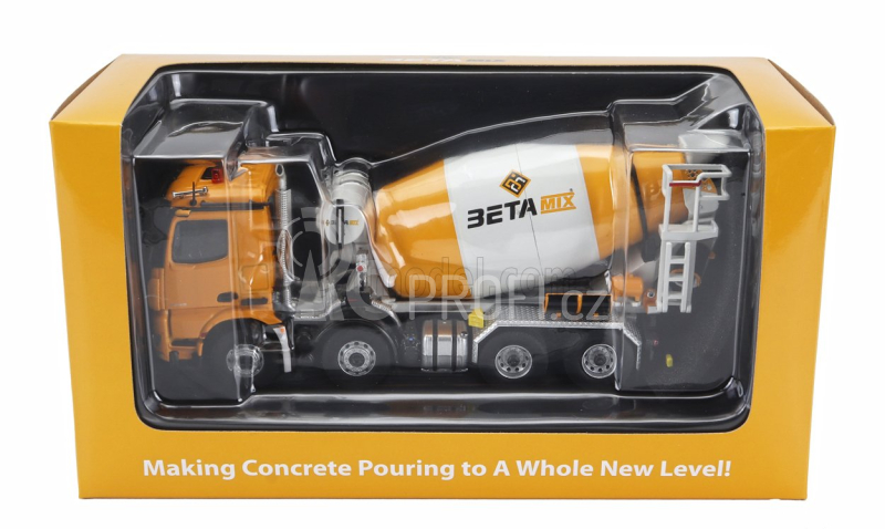 Nzg Mercedes benz Arocs 3243 Truck Beta Betoniera Tanker Cement Mixer Truck 4-assi 2018 1:50 Žlutá Bílá