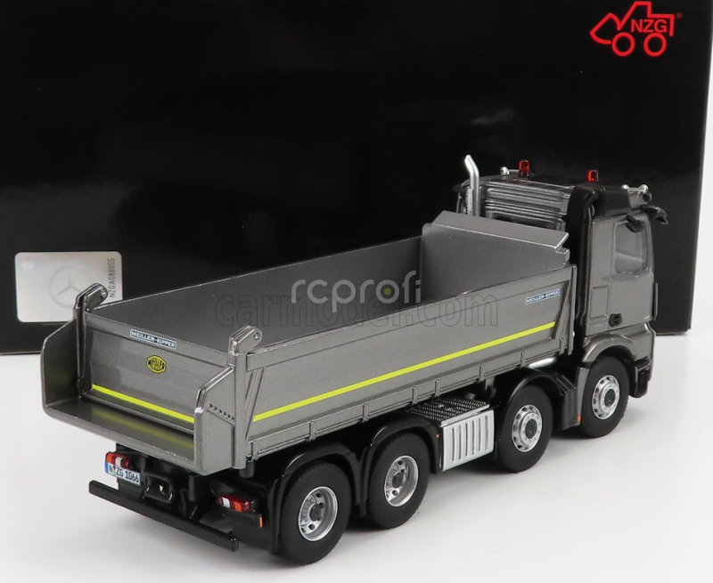Nzg Mercedes benz Arocs 4151 8x4 Meiller Kipper Cassone Ribaltabile 4-assi 2019 1:50 Grey