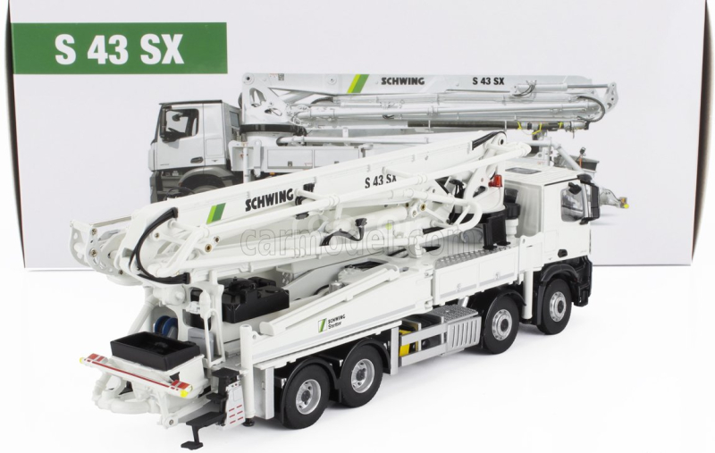 Nzg Mercedes benz Arocs 4542 Truck 4-assi 2018 - Autopompa Per Calcestruzzo Schwing S 43 Sx - Cement Pump 1:50 Bílá Černá