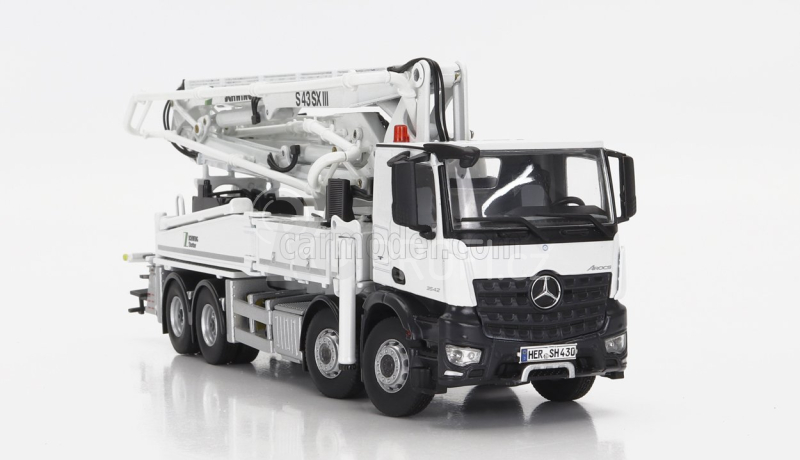 Nzg Mercedes benz Arocs 4542 Truck 4-assi 2018 - Autopompa Per Calcestruzzo Schwing S 43 Sx Iii - Cement Pump 1:50 Bílá Černá