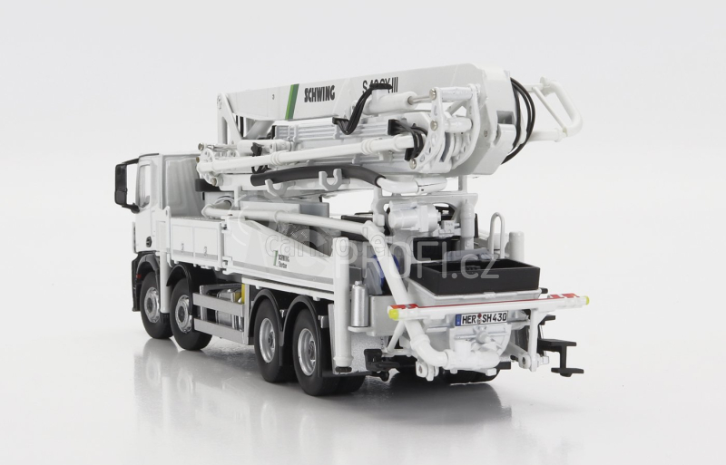 Nzg Mercedes benz Arocs 4542 Truck 4-assi 2018 - Autopompa Per Calcestruzzo Schwing S 43 Sx Iii - Cement Pump 1:50 Bílá Černá