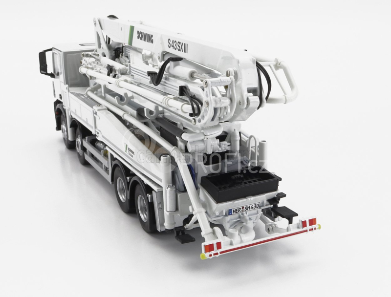 Nzg Mercedes benz Arocs 4542 Truck 4-assi 2018 - Autopompa Per Calcestruzzo Schwing S 43 Sx Iii - Cement Pump 1:50 Bílá Černá