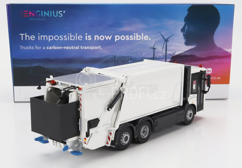 Nzg Mercedes benz Econic Truck Faun Variopress Enginius Refuse Lorry Bluepower - Trasporto Raccolta Rifiuti Urbani 3-assi 2022 1:50 Bílá