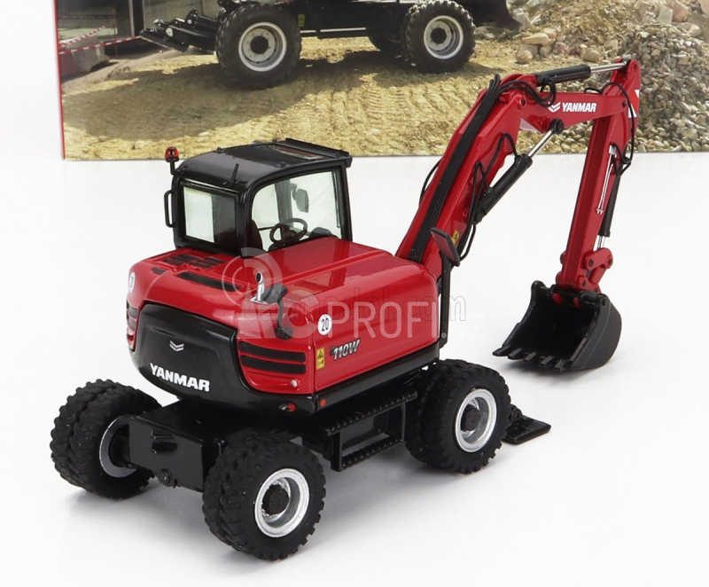 Nzg Yanmar B110w Escavatore Gommato - Tractor Excavator 1:50 Červená Černá