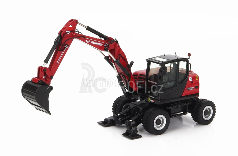 Nzg Yanmar B110w Escavatore Gommato - Tractor Excavator 1:50 Červená Černá