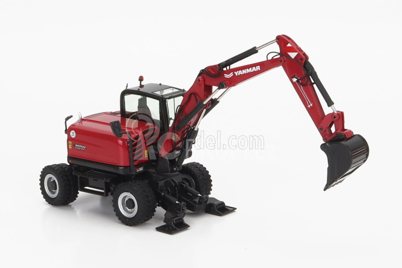 Nzg Yanmar B110w Escavatore Gommato - Tractor Excavator 1:50 Červená Černá