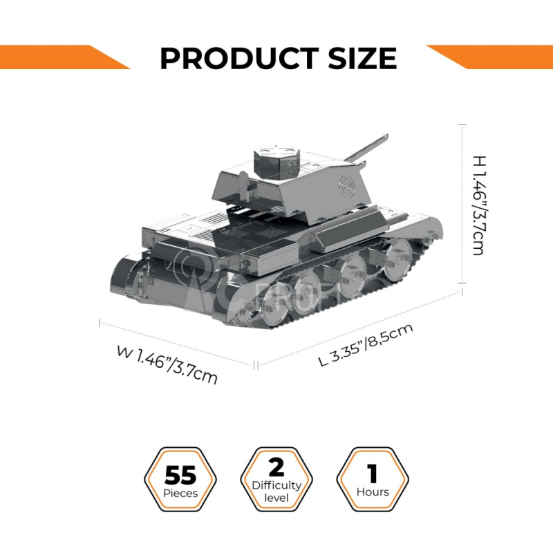 Ocelová stavebnice tank Cruiser Mk III
