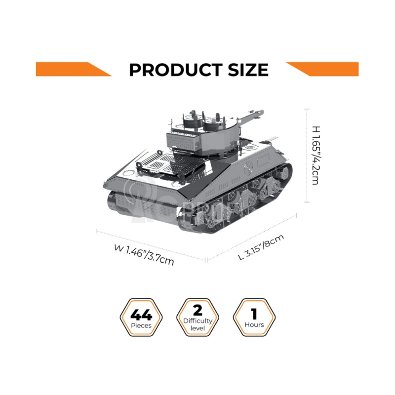 Ocelová stavebnice tank M4 Sherman