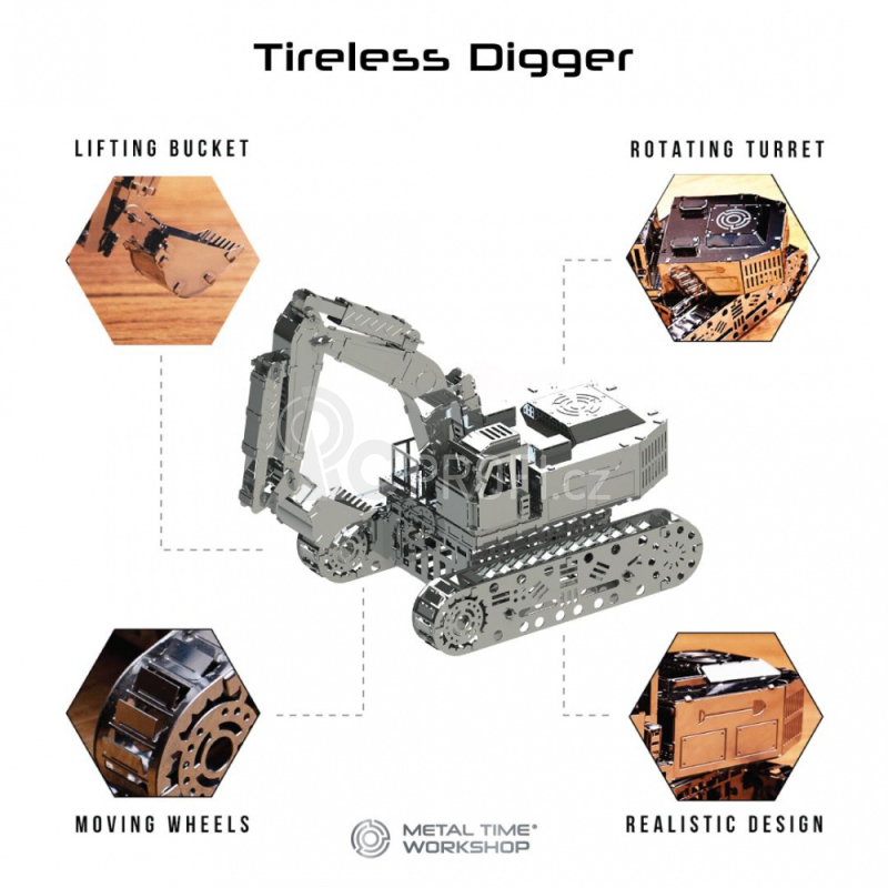 Ocelová stavebnice Tireless Digger Excavator