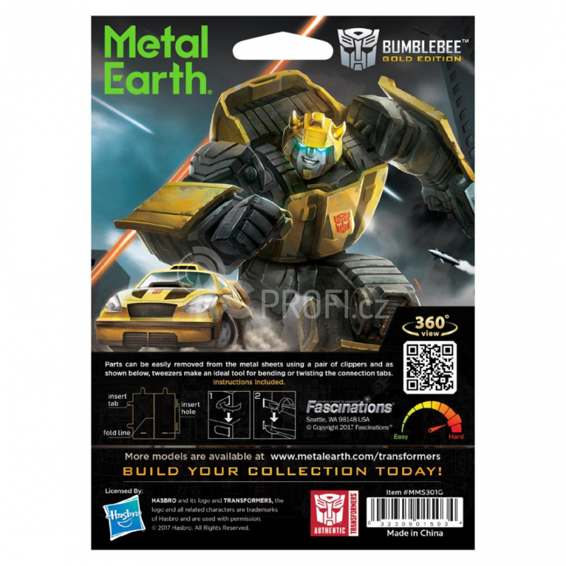 Ocelová stavebnice Transformers Bumblebee, zlatá