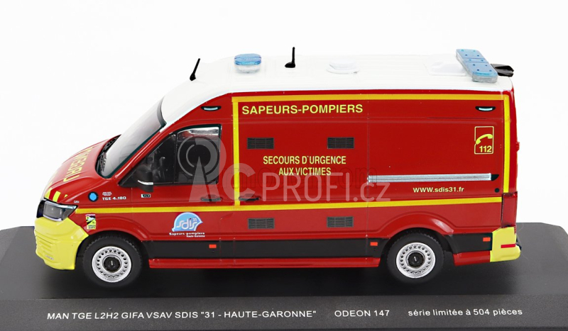 Odeon MAN Tge L2h2 Gifa Vsav Sdis 31 Haute-garonne Vehicule De Secours Et D'assistance Aux Victimes Sapeurs Pompiers 2020 1:43 Červená Bílá Žlutá