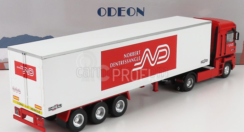 Odeon Renault Magnum Ae420ti Semi-frigo Dentressangle Transports 1992 1:43 Červená Bílá