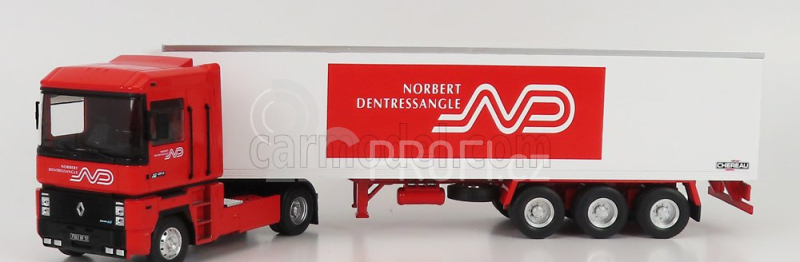 Odeon Renault Magnum Ae420ti Semi-frigo Dentressangle Transports 1992 1:43 Červená Bílá